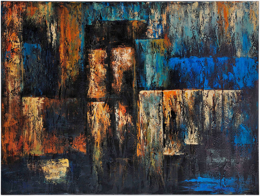 Surya Wall Decor Art-1001 - Stunning 36"H X 48"W Framed Art For Elegant Home Interiors & Care Tips Main, Blue Canvas Art1022-3648