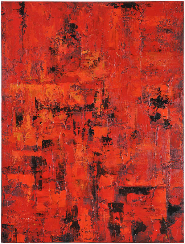 Surya Wall Decor Art-1001 - Stunning 36"H X 48"W Framed Art For Elegant Home Interiors & Care Tips Main, Red Canvas Art1026-3648