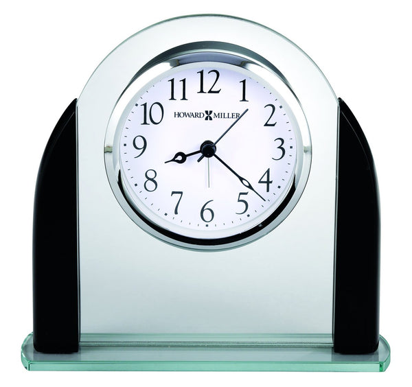 Hekman Furniture 645822 Elegant Glass Table Clock With Modern Design, Quartz Movement & Sturdy Black Wood Base  Aden Tabletop Clock 645822