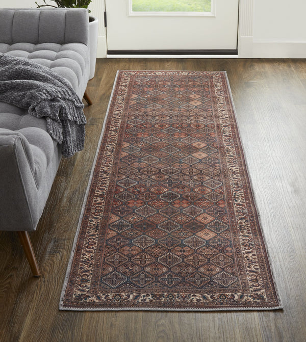 Feizy Rugs Rawlins Vintage-inspired Machine Made Polyester Oriental Rug - Antique Design For Modern Spaces Brown,Red,Ivory Polyester Rln39hkftanmlti7a