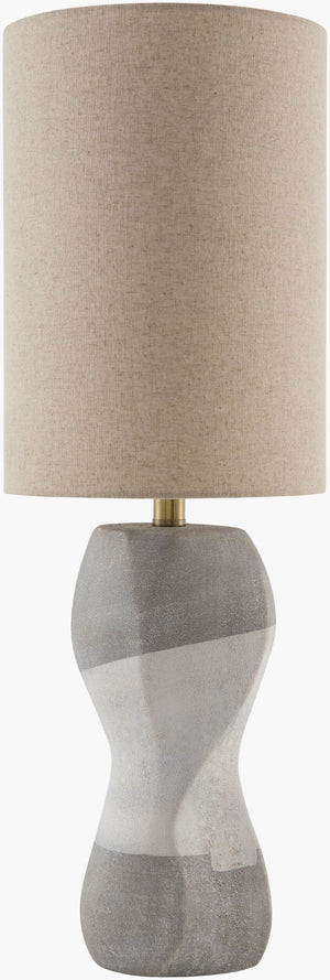 Livabliss Arivon Art Deco Accent Table Lamp Linen Shade Geometric Base for Living Room ARVN-001