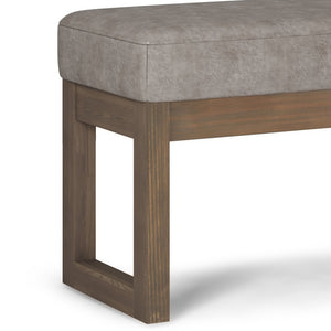 English Elm Milltown Footstool Ottoman Bench - Distressed Grey-Taupe Faux Leather For Stylish Versatility B136P159088