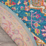 Nourison Passion PSN20 Machine Made Power-loomed Floral Border Indoor Only Bohemian  Rug Teal Multicolor, Teal Multicolor 100% Polypropylene 99446762238