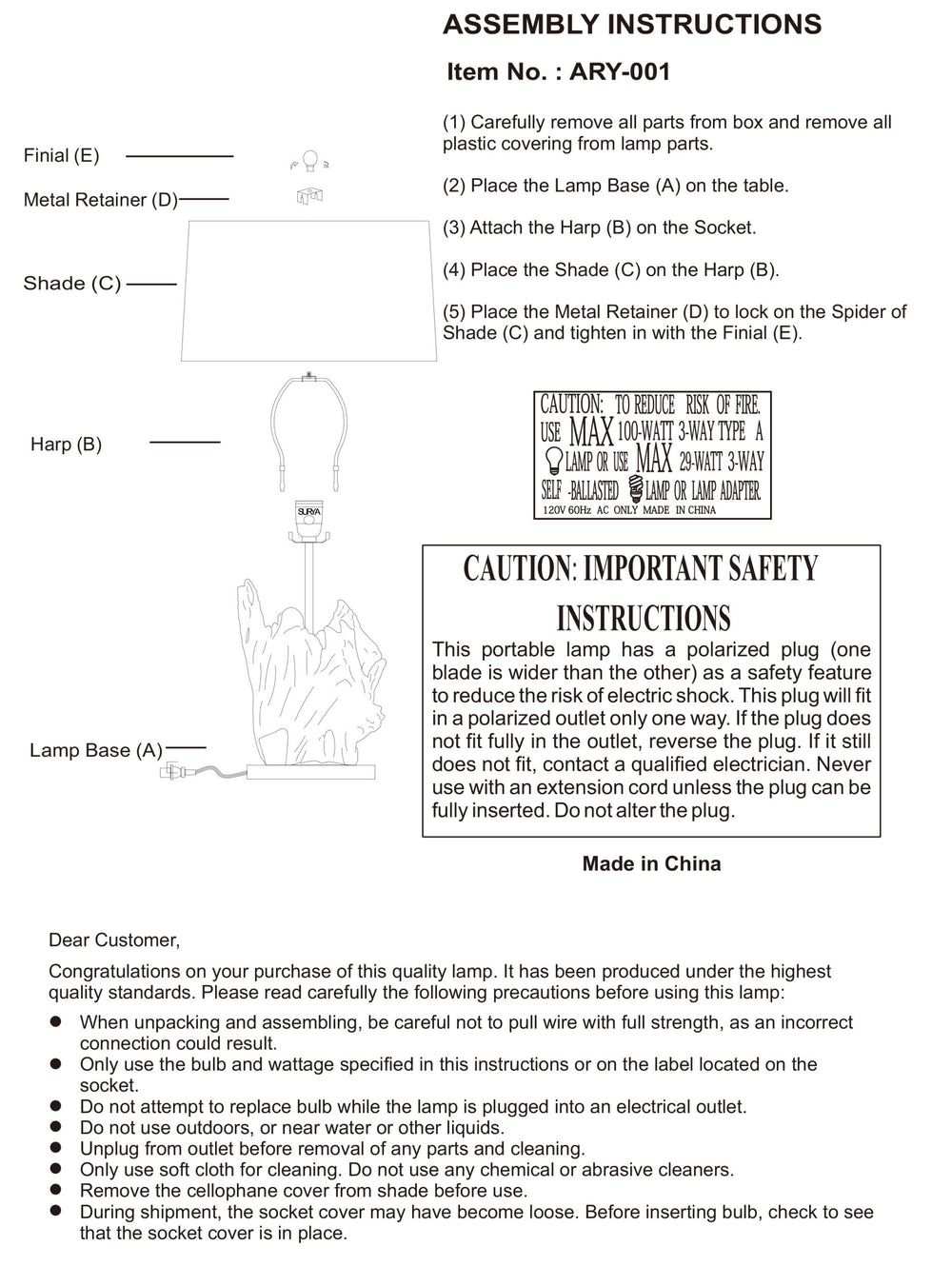 Surya Darby 26" Global Style Accent Table Lamp With Metal Base & Crystal Accents For Inviting Atmosphere Body, Brown,Base, Clear,Finial, Clear,Harp, Metallic ,Nickel Resin,Crystal,Linen,Polyester,Crystal Ary-001