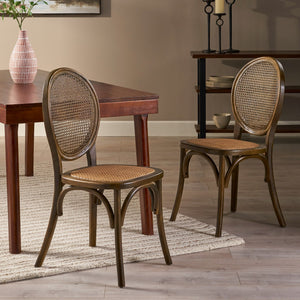 English Elm Dining Chairs Set of 2 Solid Elm Wood with Pressed Cane Mid-century Style 66146.00