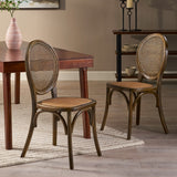 Christopher Knight Home® - Noble House - Chittenden Elm Wood and Rattan Dining Chair with Rattan Seat - Set of 2