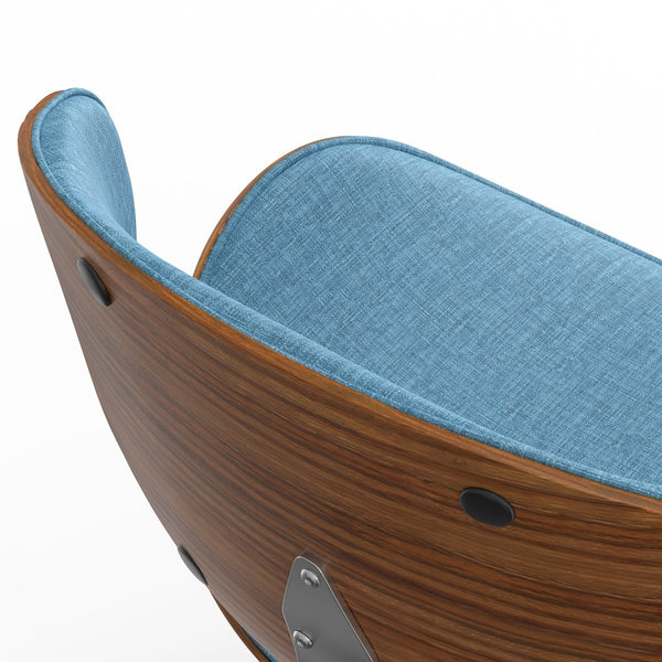 English Elm Marana Dining Chair - Mid-Century Modern Design In Rich Blue Upholstery With Walnut Frame B136P158912