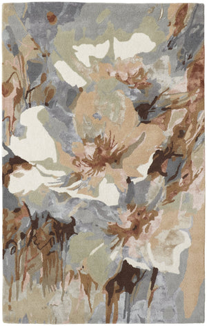 Feizy Rugs Dafney Hand-tufted Floral & Botanical Rug - Whimsical Watercolor Design In Vivid Colors For Elegance Tan,Gray,Green Viscose,Wool Dfy8868fbgemltc50