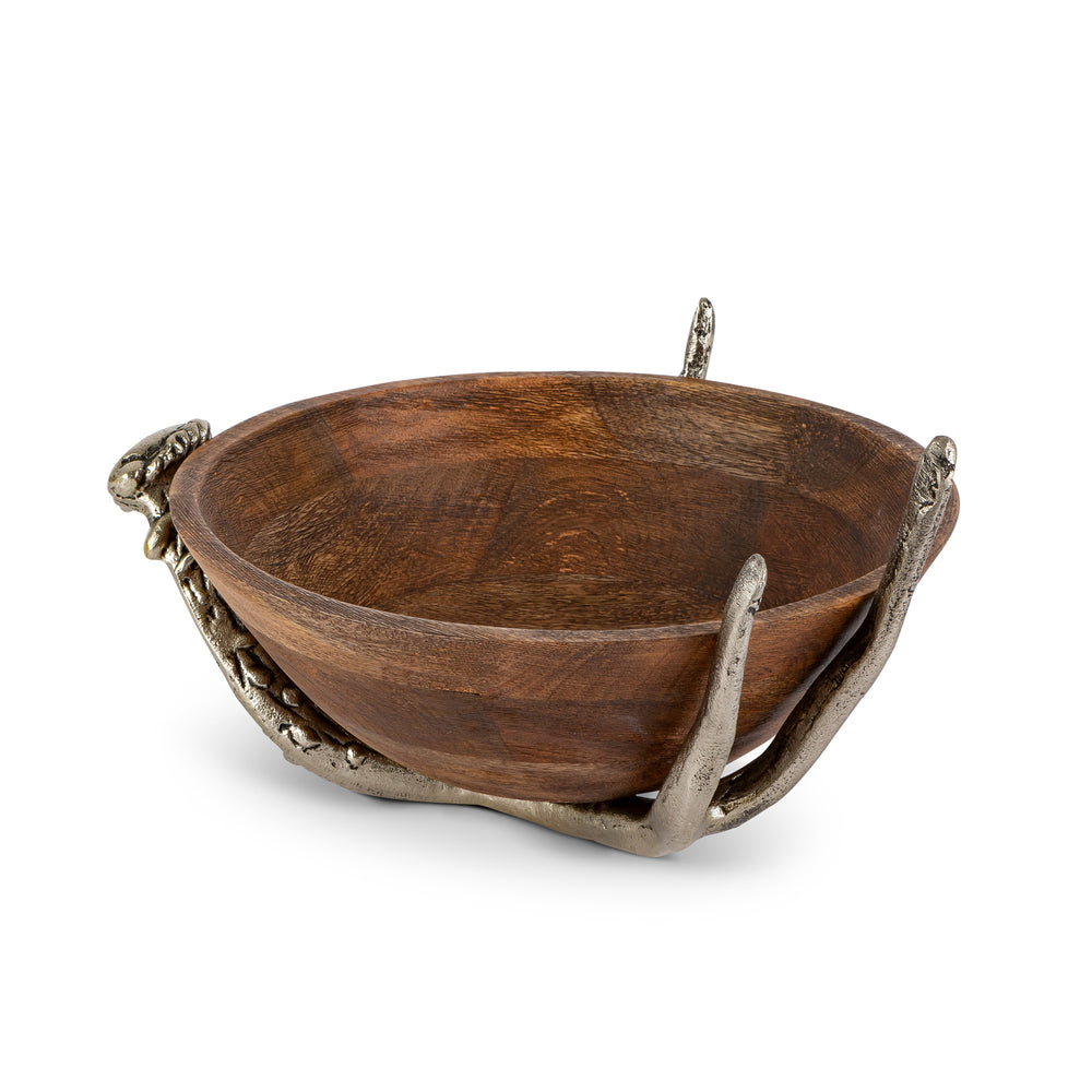 Mango Wood Bowl with Antler Stand, 12" EAW95969 Park Hill