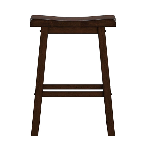 Homelegance By Top-Line Barrett Saddle Seat Counter Height Backless Stools (Set of 2) Brown Rubberwood
