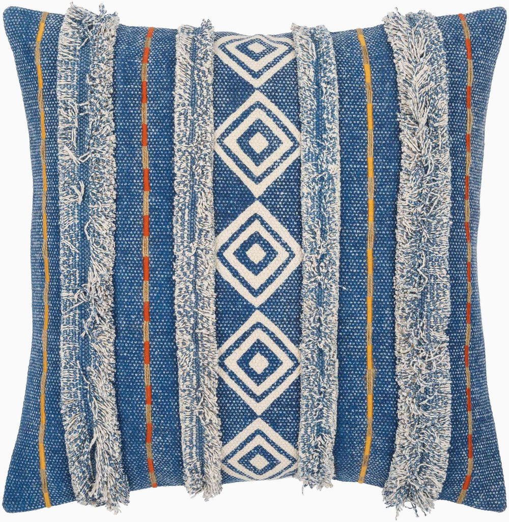 Surya Ashbury Boho-inspired Accent Pillow - 18"X18" Cotton Decor With Vibrant Colors & Easy Care Dark Blue Cotton,Cotton Asb001-1818