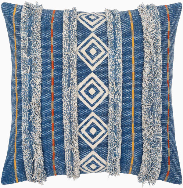 Surya Ashbury Boho-inspired Accent Pillow - 18"X18" Cotton Decor With Vibrant Colors & Easy Care Dark Blue Cotton,Cotton Asb001-1818