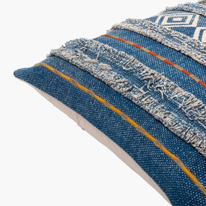 Surya Ashbury Boho-inspired Accent Pillow - 18"X18" Cotton Decor With Vibrant Colors & Easy Care Dark Blue Cotton,Cotton Asb001-1818
