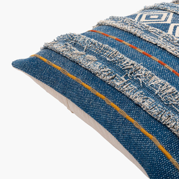Surya Ashbury Boho-inspired Accent Pillow - 18"X18" Cotton Decor With Vibrant Colors & Easy Care Dark Blue Cotton,Cotton Asb001-1818