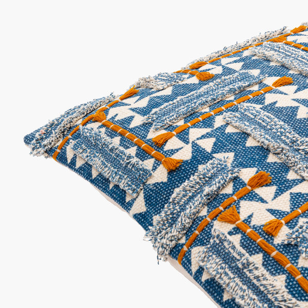 Surya Ashbury Boho-inspired Accent Pillow - 18"X18" Cotton Decor With Vibrant Colors & Easy Care Dark Blue Cotton,Cotton Asb002-1818d