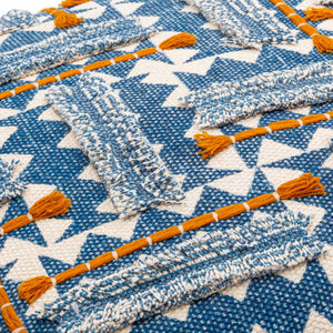 Surya Ashbury Boho-inspired Accent Pillow - 18"X18" Cotton Decor With Vibrant Colors & Easy Care Dark Blue Cotton,Cotton Asb002-1818d