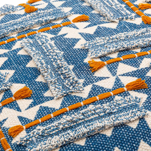 Surya Ashbury Boho-inspired Accent Pillow - 18"X18" Cotton Decor With Vibrant Colors & Easy Care Dark Blue Cotton,Cotton Asb002-1818d