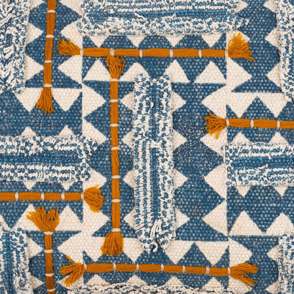 Surya Ashbury Boho-inspired Accent Pillow - 18"X18" Cotton Decor With Vibrant Colors & Easy Care Dark Blue Cotton,Cotton Asb002-1818d