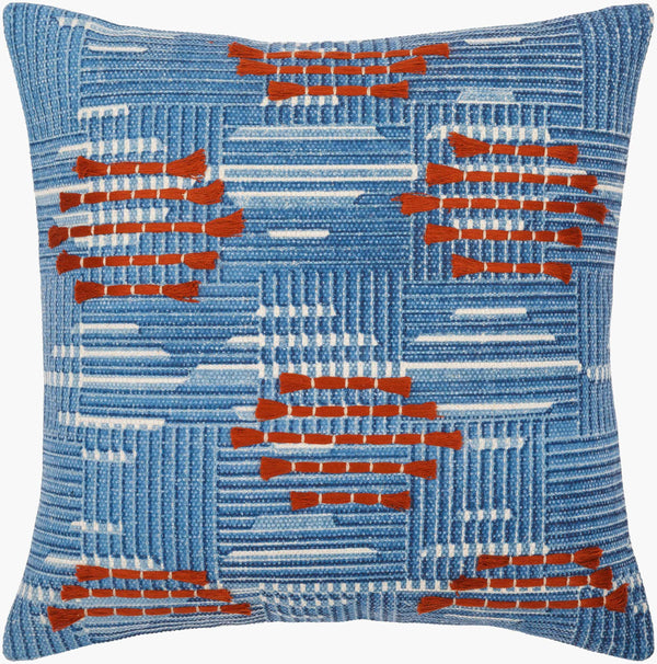 Surya Ashbury Boho-inspired Accent Pillow - 18"X18" Cotton Decor With Vibrant Colors & Easy Care Blue Cotton,Cotton Asb003-2020