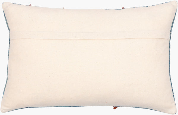 Surya Ashbury Bohemian Global Lumbar Pillow - 14"L X 22"W, Luxuriously Soft Cotton For Chic Comfort Blue Cotton,Cotton Asb003-1422