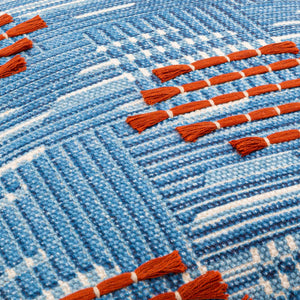 Surya Ashbury Bohemian Global Lumbar Pillow - 14"L X 22"W, Luxuriously Soft Cotton For Chic Comfort Blue Cotton,Cotton Asb003-1422