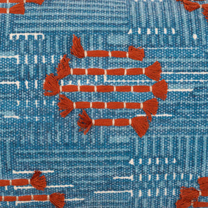 Surya Ashbury Bohemian Global Lumbar Pillow - 14"L X 22"W, Luxuriously Soft Cotton For Chic Comfort Blue Cotton,Cotton Asb003-1422