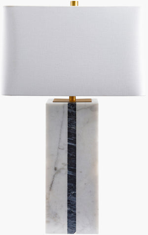 Surya Ascendia 27" Marble Accent Table Lamp With Elegant Linen Shade For Timeless Home Decor Style Body, White Marble,Marble,Linen,Polyester,Iron Asc-001