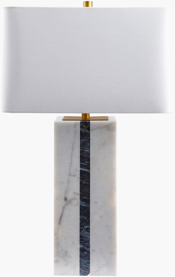 Surya Ascendia 27" Marble Accent Table Lamp With Elegant Linen Shade For Timeless Home Decor Style Body, White Marble,Marble,Linen,Polyester,Iron Asc-001