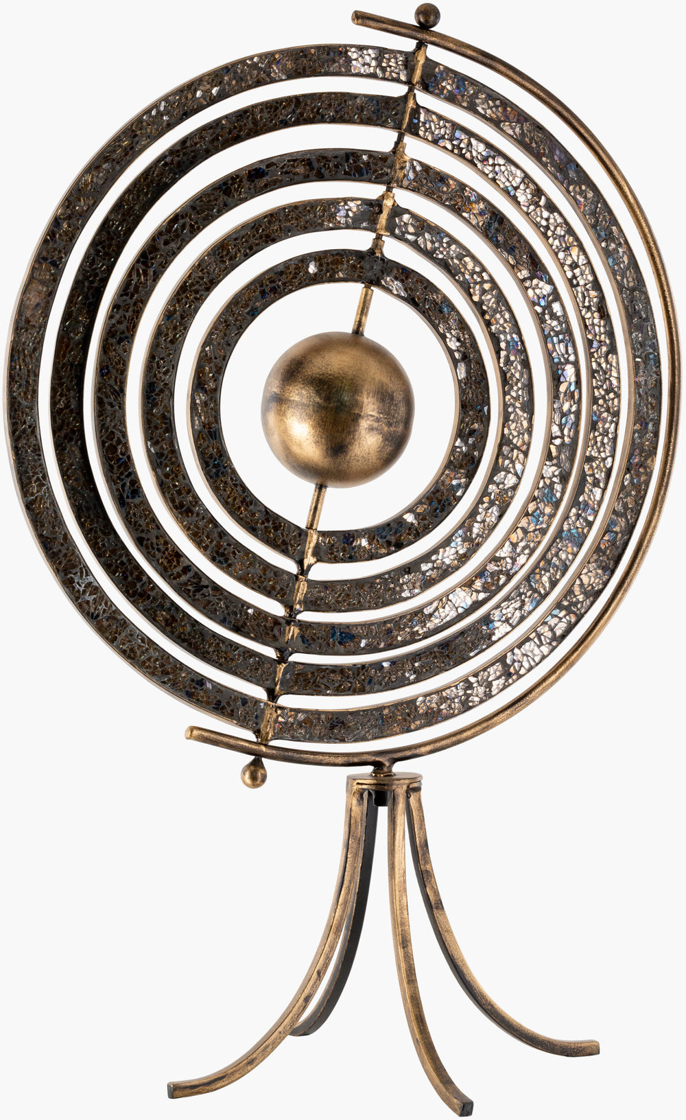 Surya Astrid Decorative Sculpture - 29"H Metal & Glass Accent Piece For Elegant Home Decor & Style Metallic ,Bronze Iron,Glass Asd-001