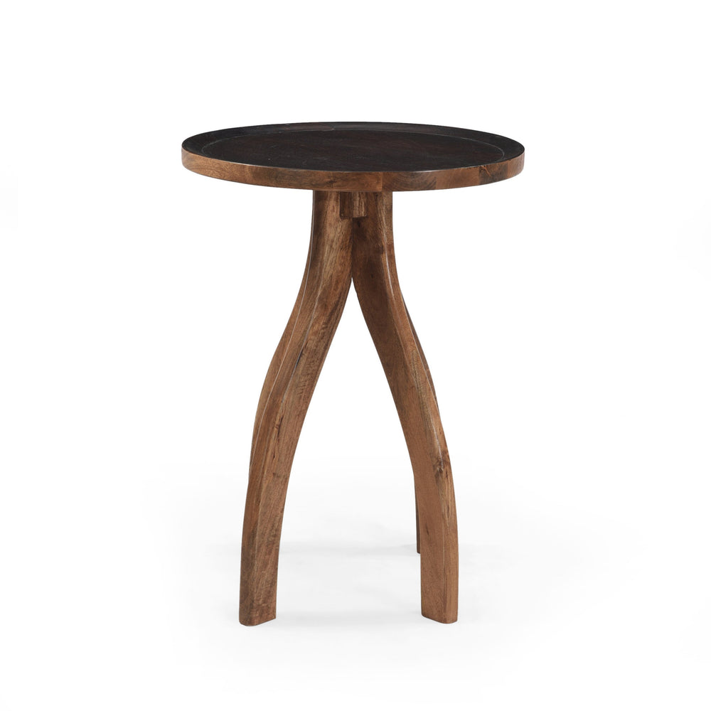 English Elm End Table Solid Mango Wood Sculptural Lipped Top Bohemian Living Room Accent 67332.00
