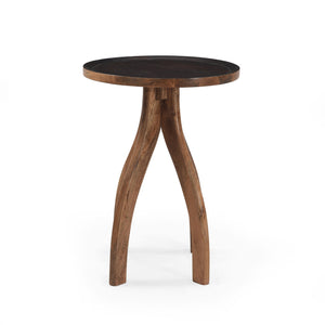 English Elm End Table Solid Mango Wood Sculptural Lipped Top Bohemian Living Room Accent 67332.00
