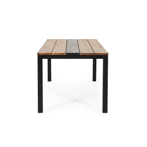 English Elm Lindsey Acacia Wood and Steel Dining Table Seats Six with Slatted Industrial Design 71985.00