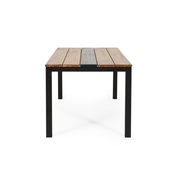 English Elm Lindsey Acacia Wood and Steel Dining Table Seats Six with Slatted Industrial Design 71985.00
