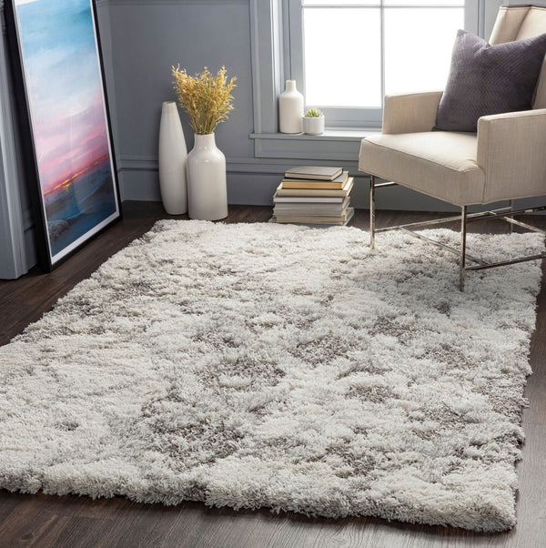 Livabliss Alta Plush Shag Rug Neutral Polypropylene High Pile Comfort for Modern Living Spaces White, Light Gr 2' x 2'11" ASG2305-23