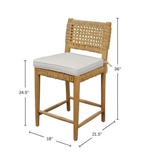 Ashbury Handwoven Water Hyacinth Counter Stools Set of 2 for Kitchen Islands