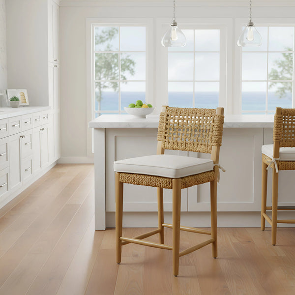 Alpine Furniture Ashbury Handwoven Water Hyacinth Counter Stools Set of 2 for Kitchen Islands FA-14