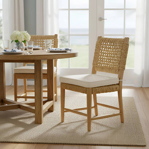 Alpine Furniture Ashbury Water Hyacinth Woven Dining Chairs Set of 2 Coastal Natural Fiber Seats FA-15