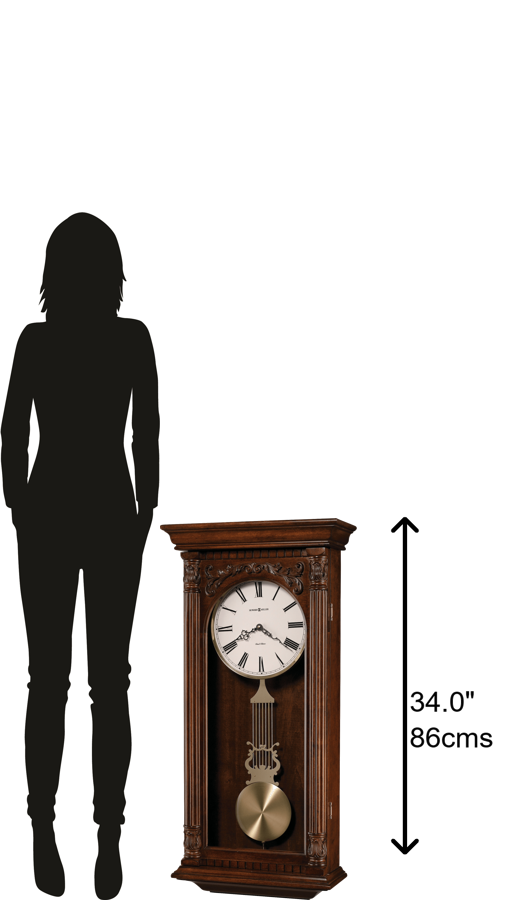 Hekman Furniture 625352 Greer Wall Clock - Timeless Antique Charm With Pendulum, Dual-chime Quartz Movement & Elegance Hampton Cherry Greer Wall Clock 625352