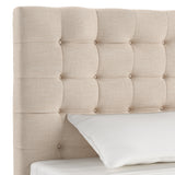 Homelegance By Top-Line Matson Button Tufted Linen Upholstered Bed Beige Linen