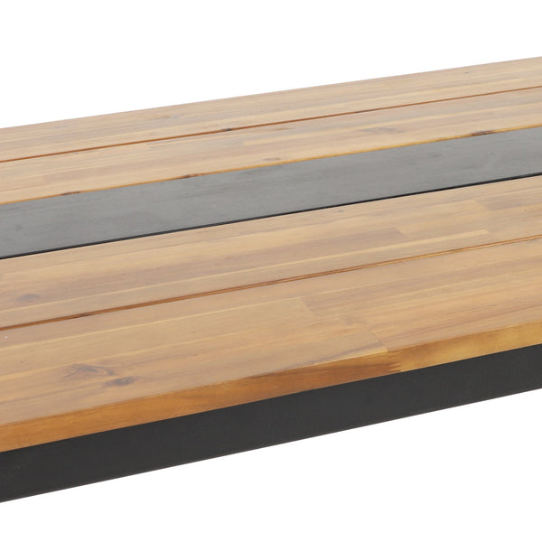 English Elm Lindsey Acacia Wood and Steel Dining Table Seats Six with Slatted Industrial Design 71985.00