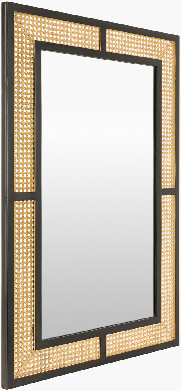 Surya Anassa 30" Accent Mirror With Stylish Metal Frame - Perfect For Small Spaces & Bold Home Décor Frame, Black Iron Asn002-3624