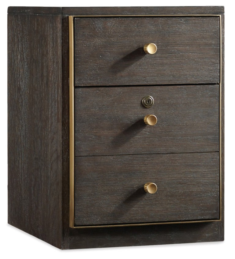 Hooker Furniture Curata Mobile File Cabinet — Compact Midnight Brown Locking File On Casters With Brass Knob, Letter & Legal Friendly Storage 1600-10412-DKW