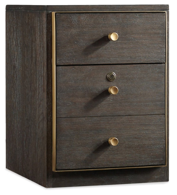 Hooker Furniture Curata Mobile File Cabinet — Compact Midnight Brown Locking File On Casters With Brass Knob, Letter & Legal Friendly Storage 1600-10412-DKW