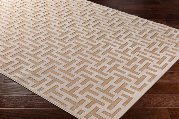 Livabliss Aesop Geometric Low Pile Chenille Accent Rug for Entryways Bedside Modern Decor Beige, Tan 2' x 2'11" ASP2313-23