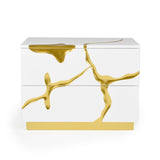 Modrest Aspen Modern Wide White and Gold Nightstand