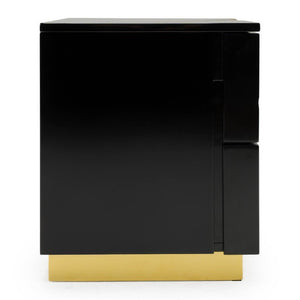 VIG Furniture Aspen High-Gloss Black Nightstand With Gold Branch Accents, Soft-Close Drawers & Wide Top (W28") VGVCN1801-BLKX-NS-W