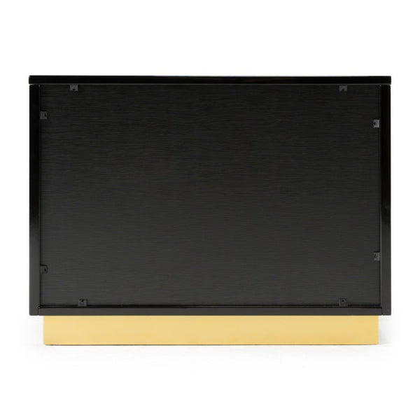 VIG Furniture Aspen High-Gloss Black Nightstand With Gold Branch Accents, Soft-Close Drawers & Wide Top (W28") VGVCN1801-BLKX-NS-W