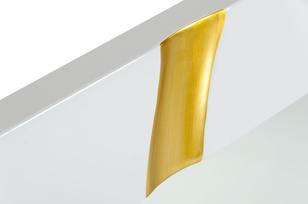 VIG Furniture Aspen High-Gloss White Mirror With Gold Trim, Rectangular 39"X41" Ready-To-Hang Modern Glam Frame VGVCJ1801-WHT-MIR