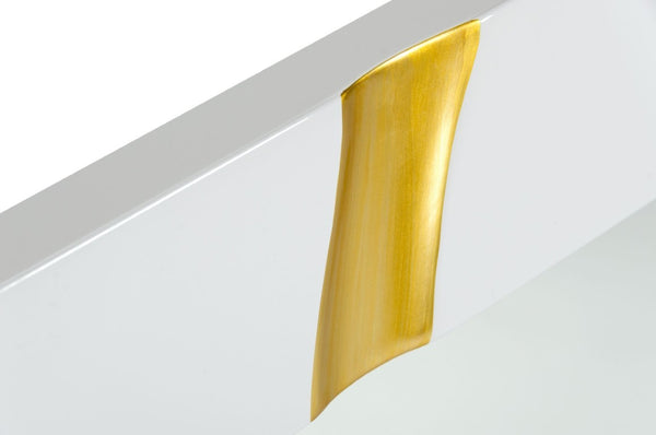 VIG Furniture Aspen High-Gloss White Mirror With Gold Trim, Rectangular 39"X41" Ready-To-Hang Modern Glam Frame VGVCJ1801-WHT-MIR