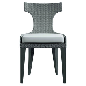 Bernhardt Bernhardt Sarasota Wicker Side Chair — Hourglass Silhouette, Herringbone Pe Wicker, Weather-Resistant Cushion X01543Q